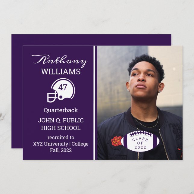 Anúncio de Graduação de Fotos do Jogador de Futebo (Frente/Verso)