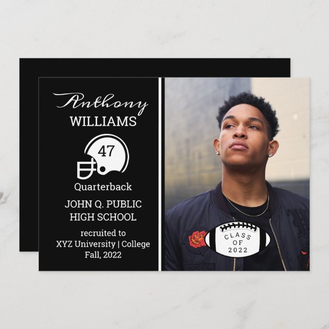 Anúncio de Graduação de Fotos do Jogador de Futebo (Frente/Verso)