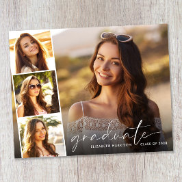 Anúncio de Graduação de Fotos do Script Branco de 