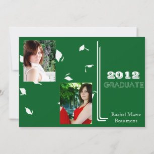 Anúncio de Graduação de Fotos em Boné Verde e 