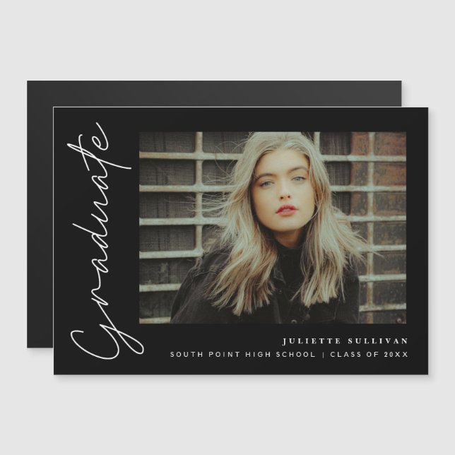 Anúncio de Graduação de Fotos em Script Simples (Frente/Verso)