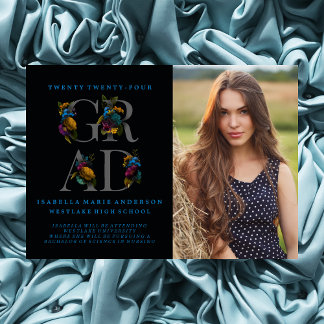 ANÚNCIO DE GRADUAÇÃO DE FOTOS FLORAL MOODY ELEGANT