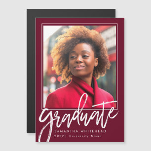 Anúncio de Graduação de Fotos Moderna Burgundy 