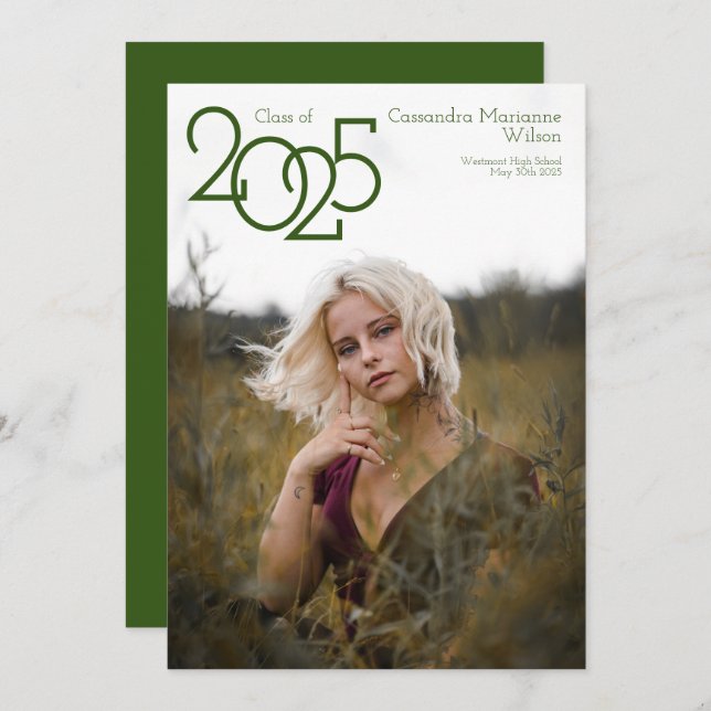 Anúncio de Graduação de Fotos Verde Moderna (Frente/Verso)