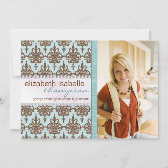Anúncio de graduação de Glamor Damask & Jewel (Frente)