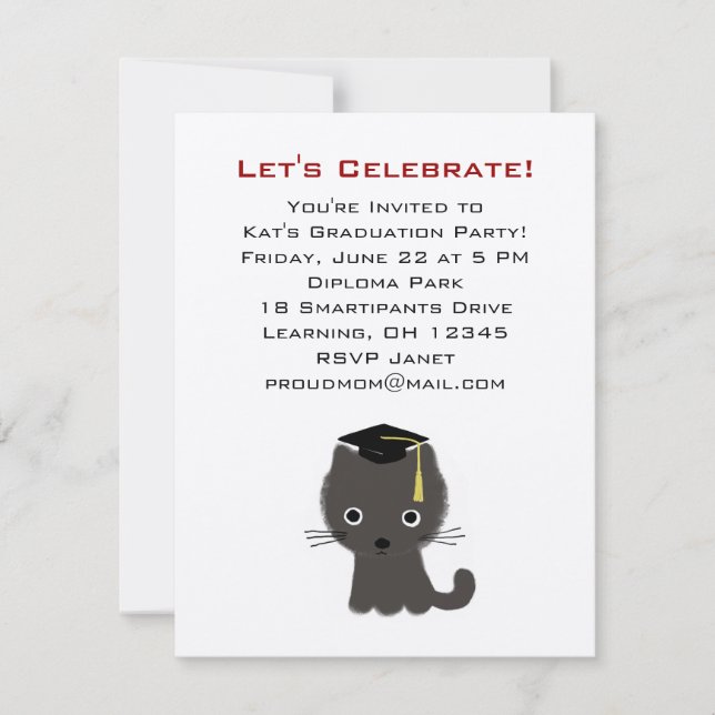 Anúncio de Graduação de Kitten cinza (Frente)