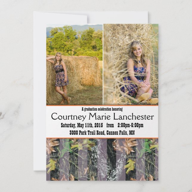 Anúncio de Graduação de Laranja e Camuflagem (Frente)