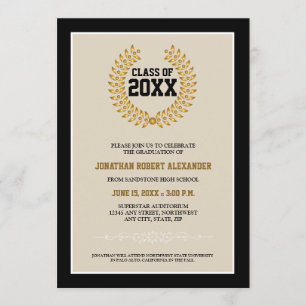 Anúncio de Graduação de Laurel Wreath (preto)