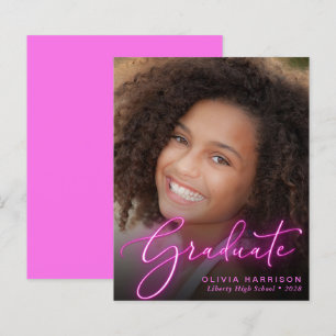 Anúncio de Graduação de Neon Cor-de-Rosa de Or
