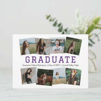 Anúncio de Graduação de Oito Fotos em Ângulo Roxo