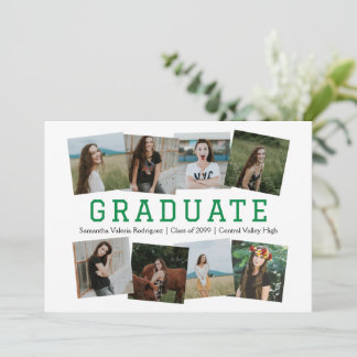 Anúncio de Graduação de Oito Fotos em Verde
