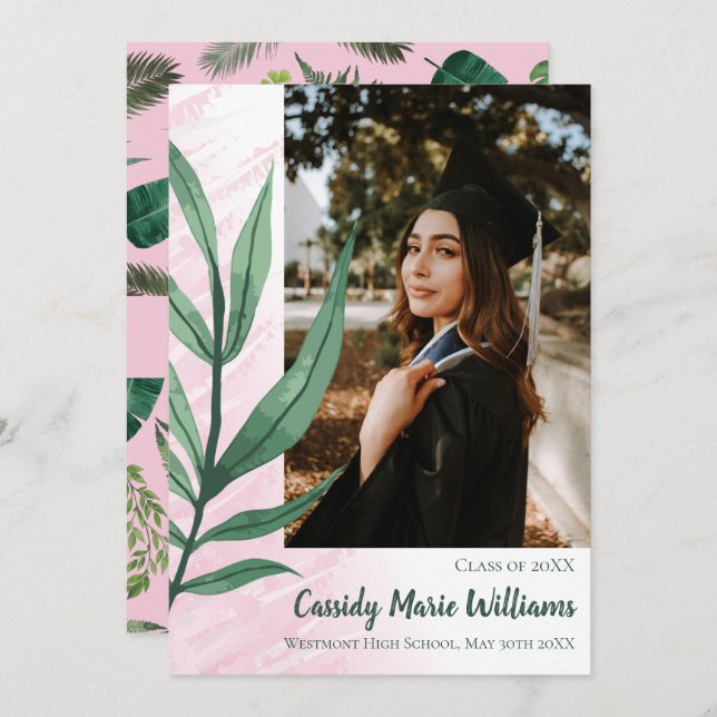 Anúncio de Graduação de Planta Rosa Verde Folha Pa (Frente/Verso)