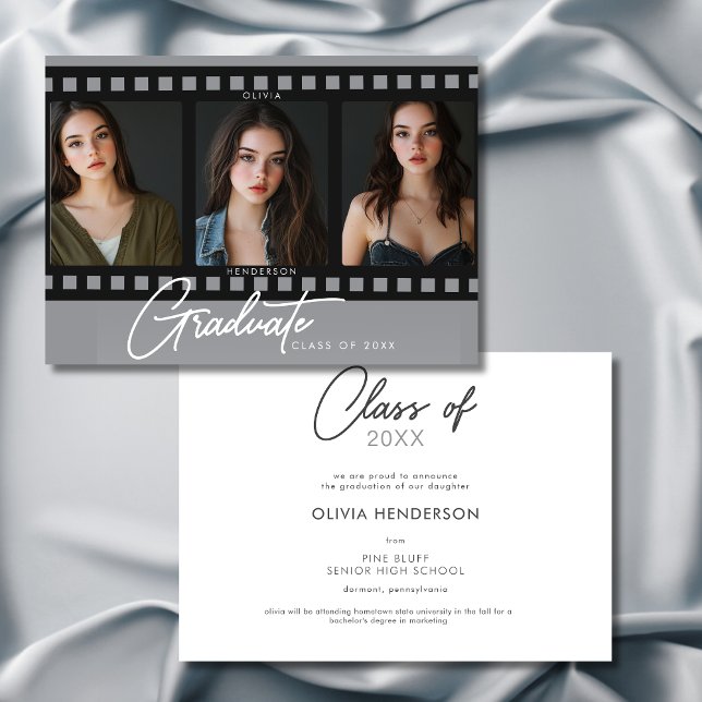 Anúncio de Graduação de Quadros de Fotos Modernos (Modern Photo Film Frames Graduation Announcement)