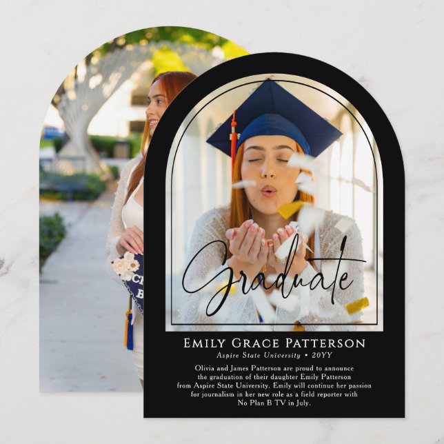 Anúncio de Graduação de Script de Arch Moderno de  (Frente/Verso)