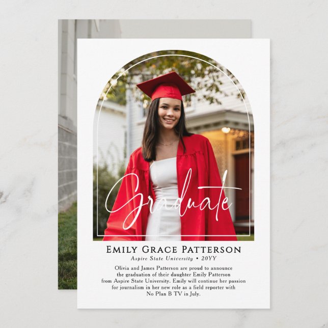 Anúncio de Graduação de Script de Arch Moderno de  (Frente/Verso)