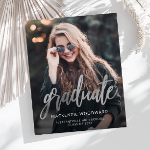 Anúncio de Graduação de Script Prata de Foto Orçam