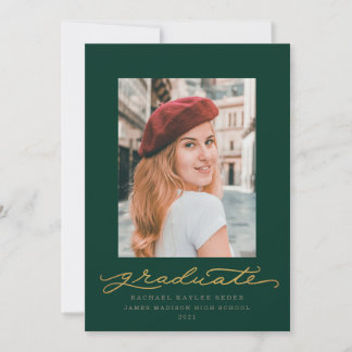 Anúncio de Graduação de Script Verde e Dourado