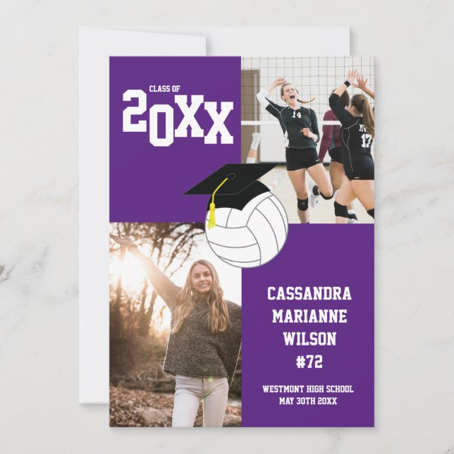 Anúncio de Graduação de Voleibol para Esporte Roxo (Frente)