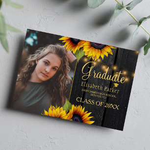 Anúncio de graduação do celeiro de girassóis Doura