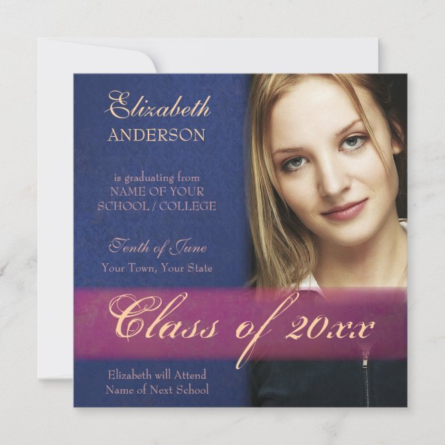 Anúncio de Graduação do Damasco Azul Cobalto (Frente)