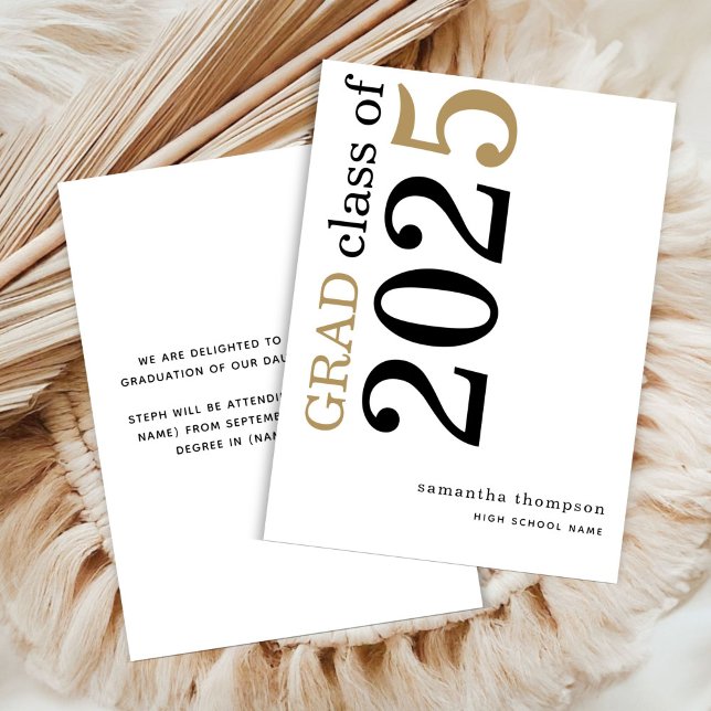 Anúncio de Graduação do Dourado Negro Moderno em 2 (front and back view)