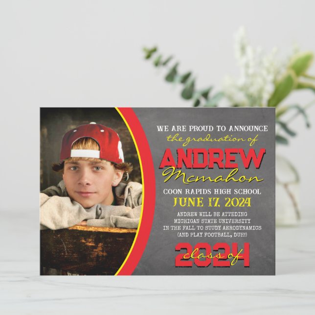 Anúncio de Graduação do Quadro de Chalkboard Verme (Em pé/Frente)