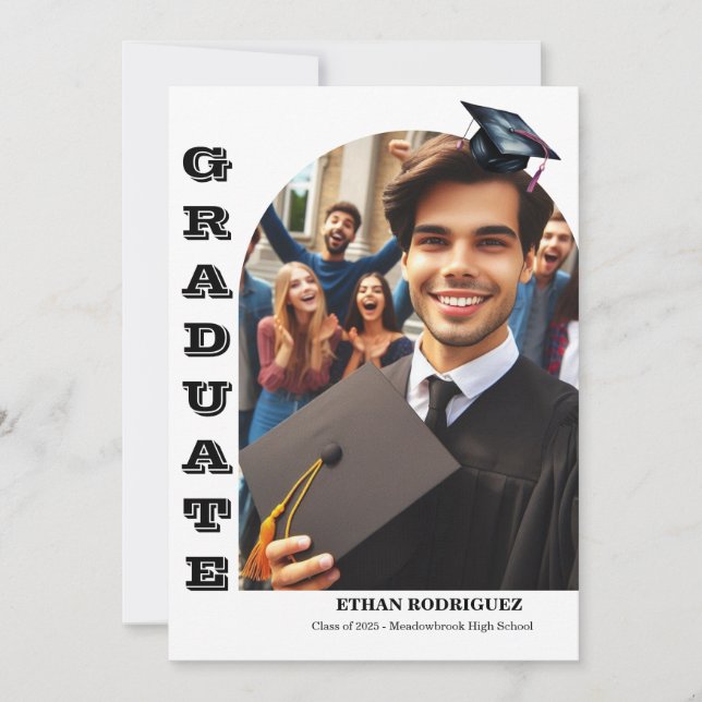 Anúncio de graduação do Segundo grau de 2 fotos (Frente)