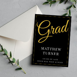 Anúncio de Graduação Dramático Preto e Dourado