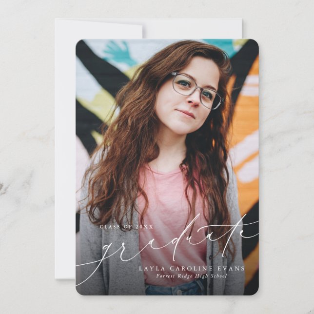 Anúncio de graduação elegante do formando (Frente)