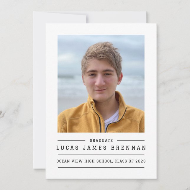 Anúncio de Graduação Elegante Simples com Foto (Frente)