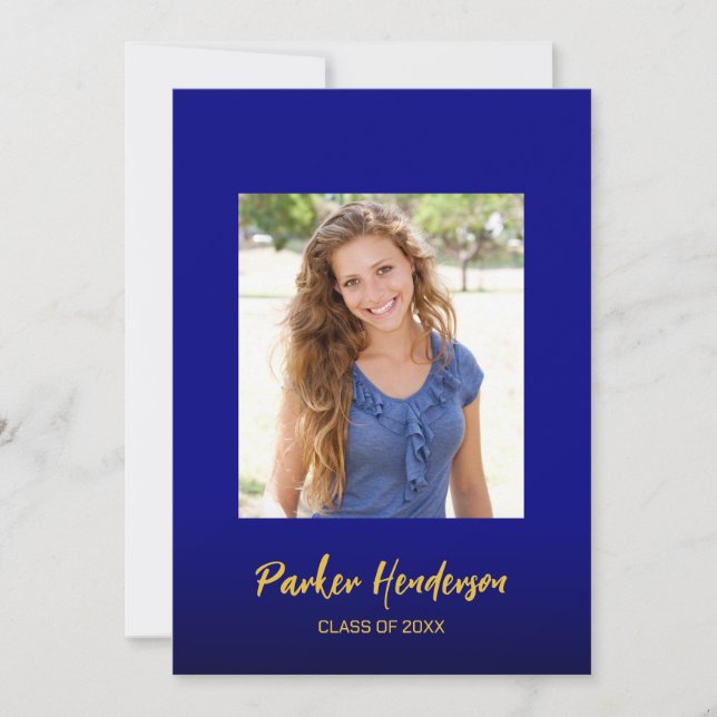 Anúncio de Graduação em Foto com Azul Marinho e Do (Frente)