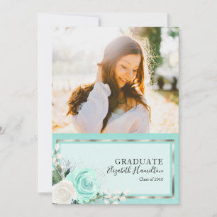 Anúncio de Graduação em Foto com Teal e Prata em F