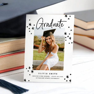 Anúncio de Graduação em Preto e Branco Moderno Fun
