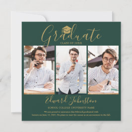 Anúncio de Graduação Emerald Gold Script Graduate