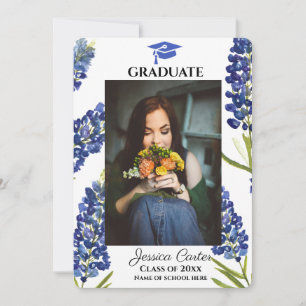 Anúncio de Graduação Floral do Texas Bluebonnets