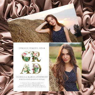 ANÚNCIO DE GRADUAÇÃO FLORAL ELEGANTE VINTAGE