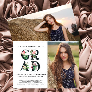ANÚNCIO DE GRADUAÇÃO FLORAL ELEGANTE VINTAGE