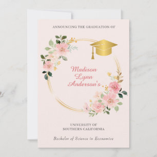 Anúncio de Graduação Floral Rosa
