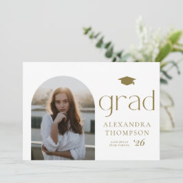 Anúncio de Graduação Foto Arco Minimalista Dourado