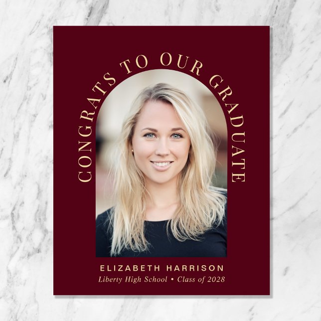 Anúncio de Graduação Foto Arco Orçamento Burgundy (Criador carregado)