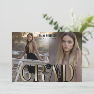 Anúncio de Graduação Foto de Formatura Ouro Grad