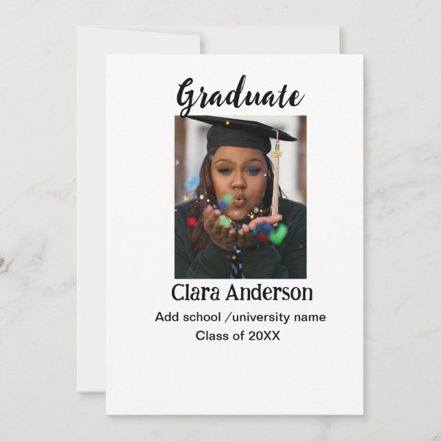 Anúncio de graduação fotoclássica preto branco QR (Frente)