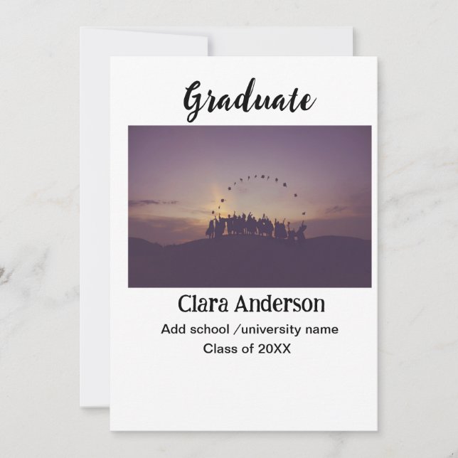 Anúncio de graduação fotoclássica preto branco QR (Frente)