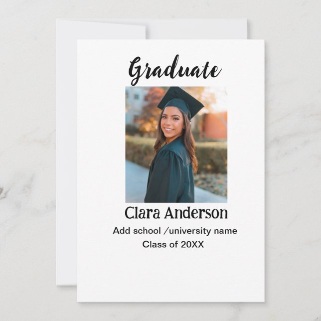 Anúncio de graduação fotoclássica preto branco QR (Frente)