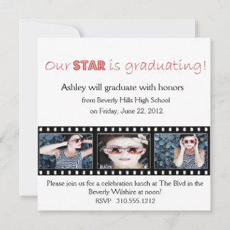 Anúncio de graduação Hollywood Star Red