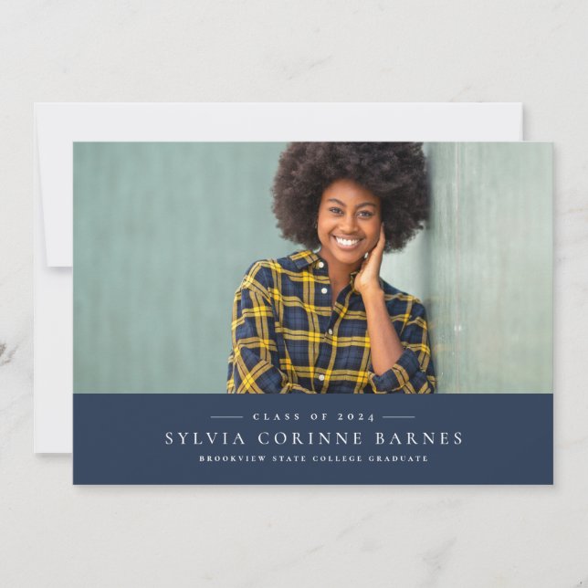 Anúncio de graduação horizontal do marinho clássic (Frente)