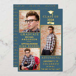 Anúncio de Graduação HS da Folha de Ouro de Azul