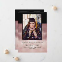 Anúncio de graduação mínima moderna de Rosa preto