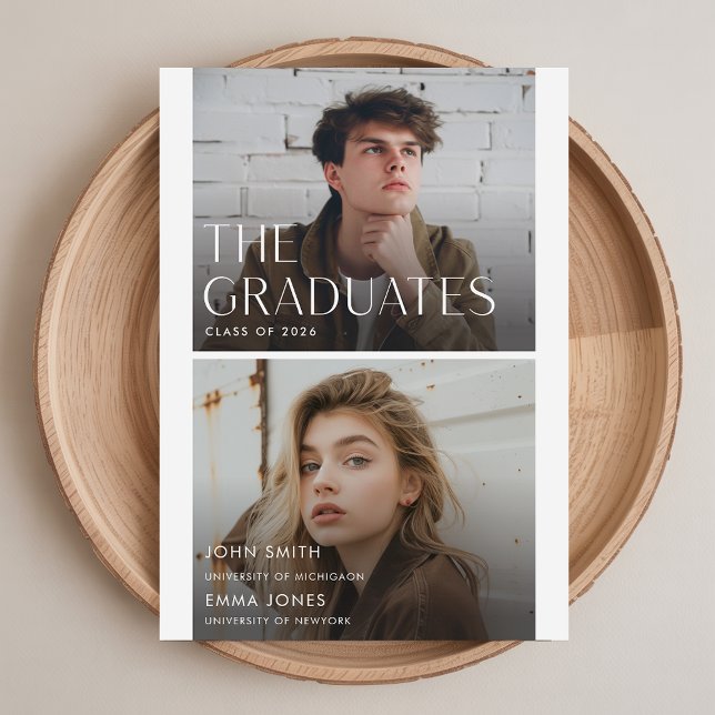 Anúncio de Graduação Minimalista Gêmeos Duplos (Criador carregado)