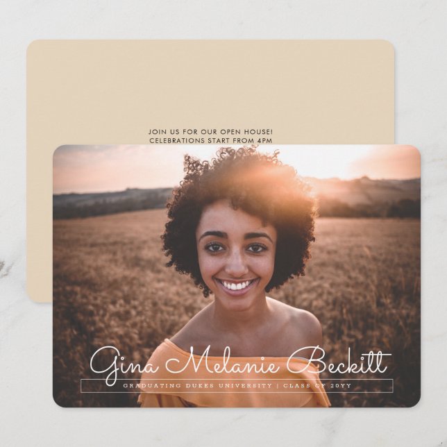 Anúncio de graduação minimalista moderno (Frente/Verso)